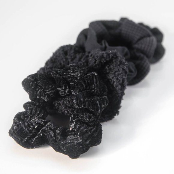 KITSCH Assorted Textured Scrunchie Set 5pc - Black - Picture 4 of 5